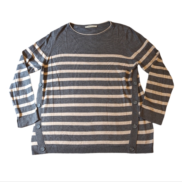 Betty Barclay grey/cream striped knitted top XL - Picture 1 of 6